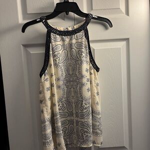 Navy and Cream Paisley Tank Top